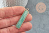 Pendentif rectangle aventurine naturelle laiton doré 46.5mm,création bijoux pierre naturelle, x1 G1959