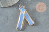 Pendentif rectangle opalite facettes laiton doré 46.5mm, pendentif pierre opale de laboratoire, x1 G2523