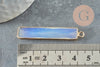 Pendentif rectangle opalite facettes laiton doré 46.5mm, pendentif pierre opale de laboratoire, x1 G2523