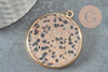 Pendentif ronc jaspe dalmatien naturel laiton doré 36mm, x1 (G2814)