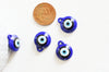 Pendentif rond Mauvais Oeil verre bleu,pendentif verre artisanal chance pour création bijoux, 12mm, x1 G3236