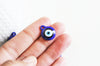 Pendentif rond Mauvais Oeil verre bleu,pendentif verre artisanal chance pour création bijoux, 12mm, x1 G3236