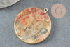 Pendentif rond agate folle jaune, pendentif agate, agate naturelle,agate folle,32mm, x1 G3079