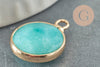 Pendentif rond amazonite naturelle 20mm,pendentif pierre naturelle pour création bijoux, x1 G0046