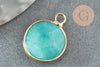 Pendentif rond amazonite naturelle 20mm,pendentif pierre naturelle pour création bijoux, x1 G0046