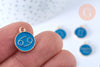 Pendentif rond constellation zamac doré émail bleu marine 15mm, un pendentif céleste du signe horoscope astrologique G6666