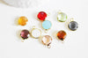 Pendentif rond doré cristal,fournitures créatives,pendentif cristal, pendentif doré,cristal coloré,création bijoux,14mm-G2024