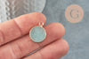 Pendentif rond jade bleu turquoise,jade naturel,pendentif rond,20.5mm, x1 G4287