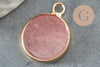 Pendentif rond jade rose,pendentif bijoux,pendentif pierre,20.5mm, x1 G4288