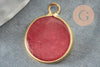 Pendentif rond jade rouge bordeau,jade naturel,pendentif rond,20.5mm, x1 G4289