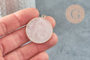 Pendentif rond quartz rose naturel laiton doré 35mm,x1 (G2174)