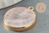 Pendentif rond quartz rose,pendentif pierre, quartz rose naturel,pendentif rond,26mm, x1 G7461