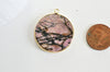 Pendentif rond rhodonite,rhodonite Naturelle,pendentif rhonodite,35mm, x1 G2815