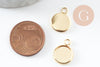 Pendentif rond support cabochon acier inoxydable doré, créations de bijoux en acier doré,cabochon 10mm X10, G4122