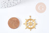 Pendentif roue bateau laiton brut 25mm, fourniture bijoux fantaisie thème marin x1 G8203