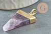 Pendentif triangle améthyste violette, fournitures créatives, pendentif pierre, support doré, création bijoux, pierre naturelle, 33mm, x1 G1362