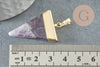 Pendentif triangle améthyste violette, fournitures créatives, pendentif pierre, support doré, création bijoux, pierre naturelle, 33mm, x1 G1362