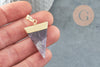 Pendentif triangle améthyste violette, fournitures créatives, pendentif pierre, support doré, création bijoux, pierre naturelle, 33mm, x1 G1362