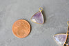 Pendentif triangle améthyste violette, pendentif pierre, support doré, création bijoux pierre naturelle, 19mm, x1 G3938