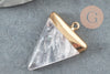 Pendentif triangle cristal de quartz naturel fer doré 34mm, x1 (G5625)