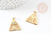 Pendentif triangle oeil laiton doré 18K texturé pierre 23mm, pendentif doré sans nickel pour la création bijoux, x1 G4747