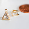 Pendentif triangle or rose cristal zircon,pendentif or rose,pendentif cristal, création bijoux,11mm,x 4, G0681