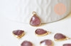 Pendentif triangle quartz fraise, pendentif pierre, support doré, création bijoux pierre naturelle, pierre naturelle, 19mm, x1, G5628