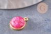 Pendentif visage de lune rubis naturel argent 925 doré 18K 19mm, pendentif amulette pierre naturelle x1 (G9878)