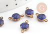 Pendentifs doré Fleur émail bleu paillettes pour création bijoux,9mm, X10 G4303