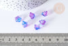 Perle Fleur verre transparent bleu-violet 10mm, perle verre fleur, perle artisanale verre, 20 Perles G7961