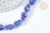 Perle Porcelaine Cœur bleu foncé irisé 15,7mm, bijoux céramique, fil de 36cm, x1 G7444