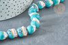 Perle chat porte-bonheur Porcelaine blanc turquoise 14mm, création bijoux pierre, x5 G8186