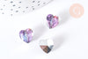 Perle cœur facetté en cristal pourpre 10mm, facettes,perle coeur création bijoux,10mm, x 5 G7098