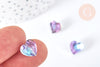 Perle cœur facetté en cristal pourpre 10mm, facettes,perle coeur création bijoux,10mm, x 5 G7098