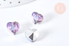 Perle cœur facetté en cristal pourpre 10mm, facettes,perle coeur création bijoux,10mm, x 5 G7098