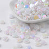 Perle coeur plastique blanc irisé,pendentif acrylique,perle,création bijoux plastique coloré, 8mm, lot de 30 (5.7gr) G3490