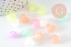 Perle coeur plastique multicolore plastel phosphorescent, perle acrylique, plastique coloré, 12mm, x20 G9359