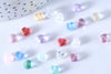 Perle coeur verre multicolore irisé 6mm, des perles en verre pour création bijoux, X10 G6679