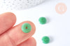 Perle donut verre imitation jade vert foncé 10mm, fournitures pour création de bijoux DIY, x2 G6999