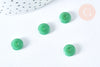 Perle donut verre imitation jade vert foncé 10mm, fournitures pour création de bijoux DIY, x2 G6999