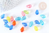 Perle goutte acrylique transparent multicolore 12mm, création bijoux plastique coloré, x 20 G7270