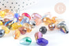 Perle goutte cristal facettée multicolore AB 12x8mm, création bijoux cristal, X10 G7578