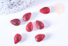 Perle goutte facetté rouge cristal 12x8mm,perle doré cristal, x2 G6877