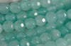 INDISPONIBLE-Perle jade naturel facetté bleu turquoise 4mm,crétion bijoux pierre, le fil de 35cm-G668