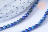 Perle lapis lazuli ronde 3mm, création bijoux pierre naturelle, le fil de 37cm G7104