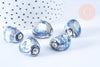 Perle ovale en porcelaine artisanale, des perles en céramique pour des bijoux originaux, 18-21mm, x5 G5467