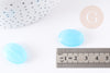 Perle ovale verre turquoise 25mm,perle verre lisse vintage création bijoux x2 G9068