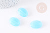 Perle ovale verre turquoise 25mm,perle verre lisse vintage création bijoux x2 G9068