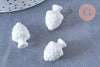 Perle porcelaine blanche pomme de pin,perle céramique, fabrication bijoux, céramique blanche, 19mm, x10 G3308