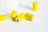 Perle porcelaine jaune vif, perle céramique, porcelaine jaune,perle tube, création bijoux, 10mm, x5 G3197